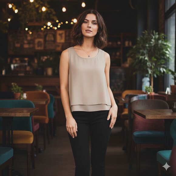 Rose & Olivia Womens Top Size Large Light Gray in color Sleeveless - Picture 1 of 8